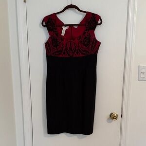 London Times Black and Red Floral Mini Dress